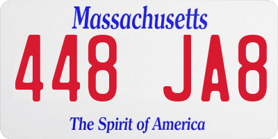 MA license plate 448JA8