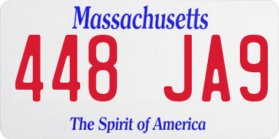 MA license plate 448JA9