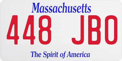 MA license plate 448JB0