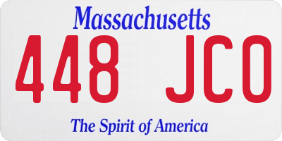 MA license plate 448JC0