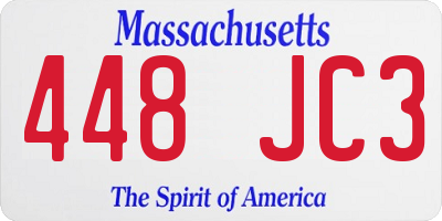 MA license plate 448JC3