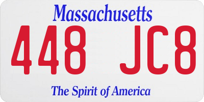 MA license plate 448JC8
