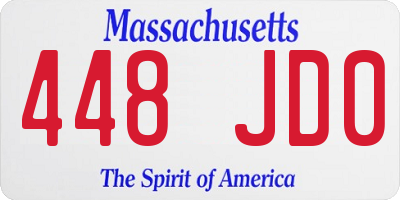 MA license plate 448JD0