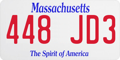 MA license plate 448JD3
