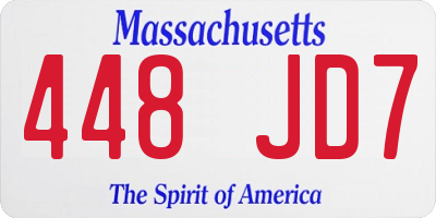 MA license plate 448JD7