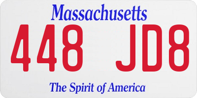 MA license plate 448JD8