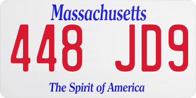 MA license plate 448JD9