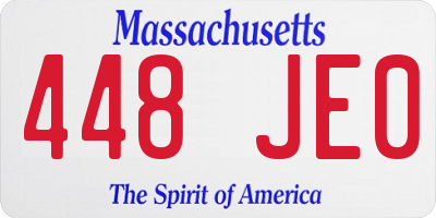 MA license plate 448JE0