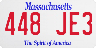MA license plate 448JE3