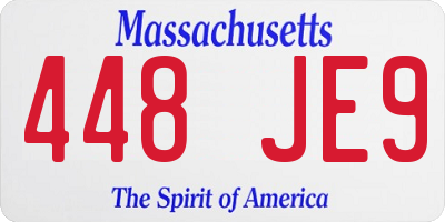 MA license plate 448JE9