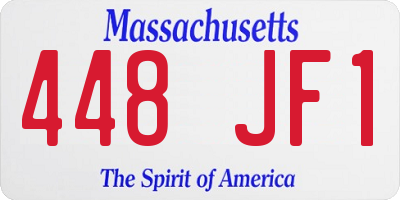 MA license plate 448JF1