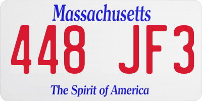 MA license plate 448JF3
