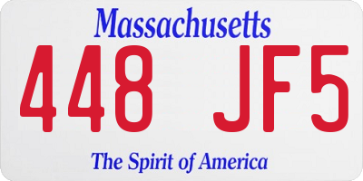 MA license plate 448JF5