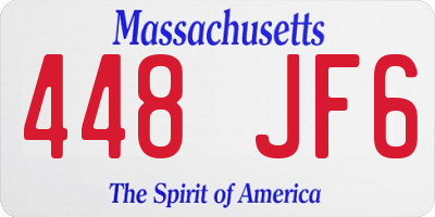 MA license plate 448JF6