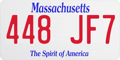 MA license plate 448JF7
