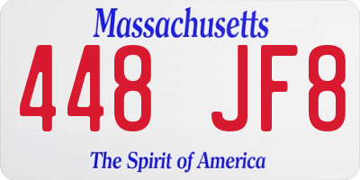 MA license plate 448JF8