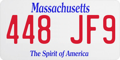 MA license plate 448JF9