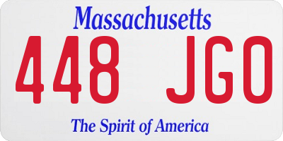 MA license plate 448JG0