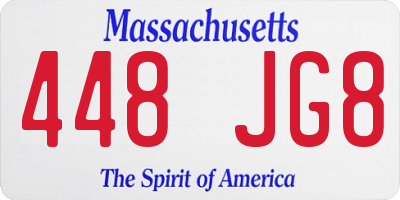 MA license plate 448JG8