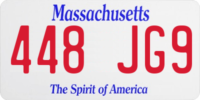 MA license plate 448JG9