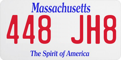 MA license plate 448JH8