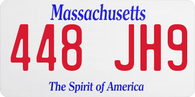 MA license plate 448JH9