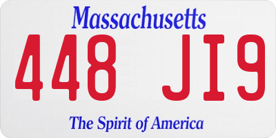 MA license plate 448JI9