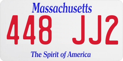 MA license plate 448JJ2
