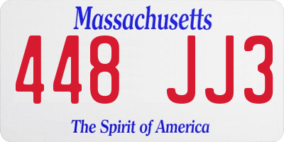 MA license plate 448JJ3