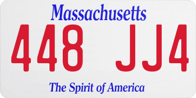 MA license plate 448JJ4
