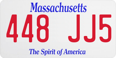 MA license plate 448JJ5