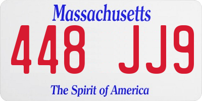 MA license plate 448JJ9