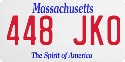 MA license plate 448JK0