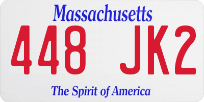 MA license plate 448JK2