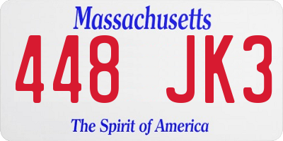 MA license plate 448JK3