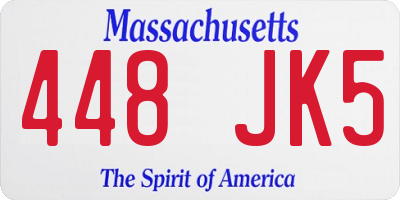 MA license plate 448JK5