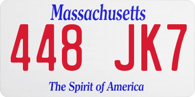 MA license plate 448JK7