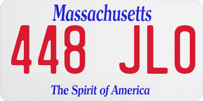 MA license plate 448JL0