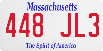 MA license plate 448JL3
