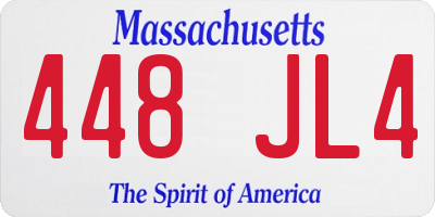 MA license plate 448JL4