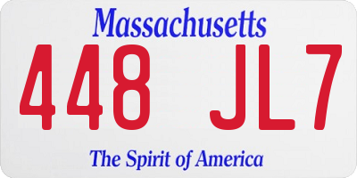 MA license plate 448JL7