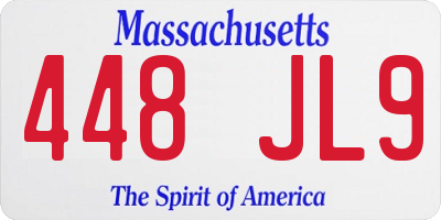 MA license plate 448JL9