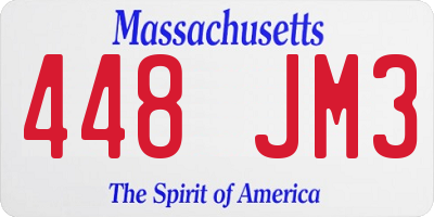 MA license plate 448JM3