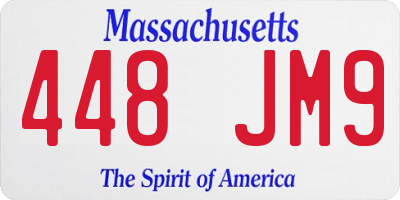 MA license plate 448JM9