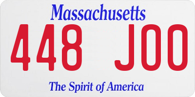 MA license plate 448JO0