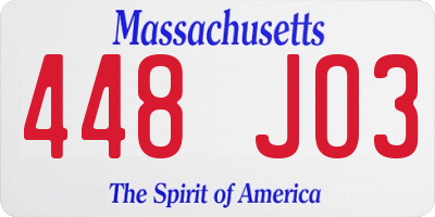 MA license plate 448JO3
