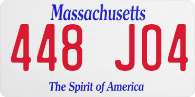 MA license plate 448JO4