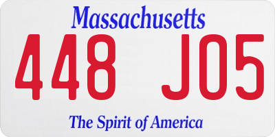 MA license plate 448JO5