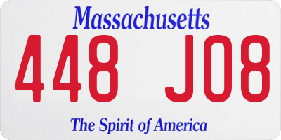 MA license plate 448JO8