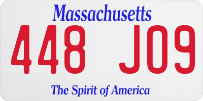 MA license plate 448JO9